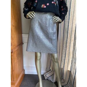 $2995 New JIL SANDER Metallic Silver Sequin Stretchy Wool Straight Skirt 10